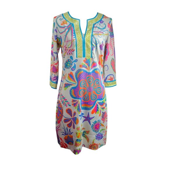 Gretchen Scott Open Sea Split Neck Jersey Swing Dress - Picture 2 of 8